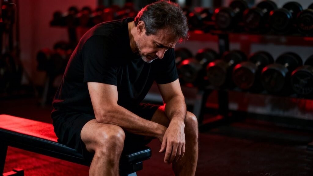Perda de massa muscular e testosterona baixa — homem sem evolução no treino