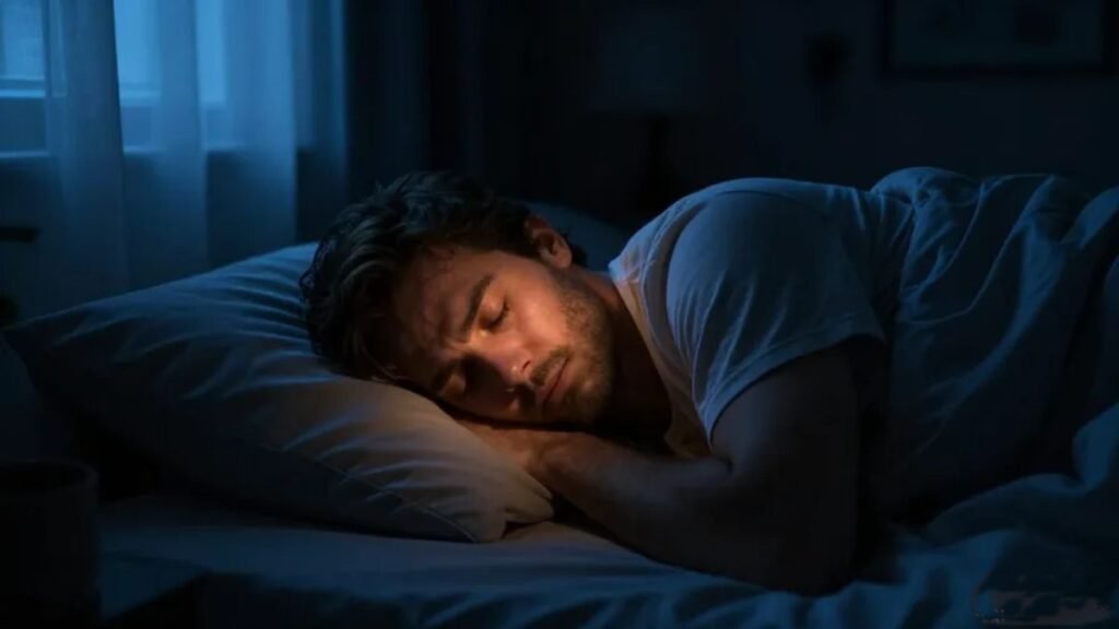 Sono de qualidade para recuperar energia e testosterona — quarto escuro e descanso